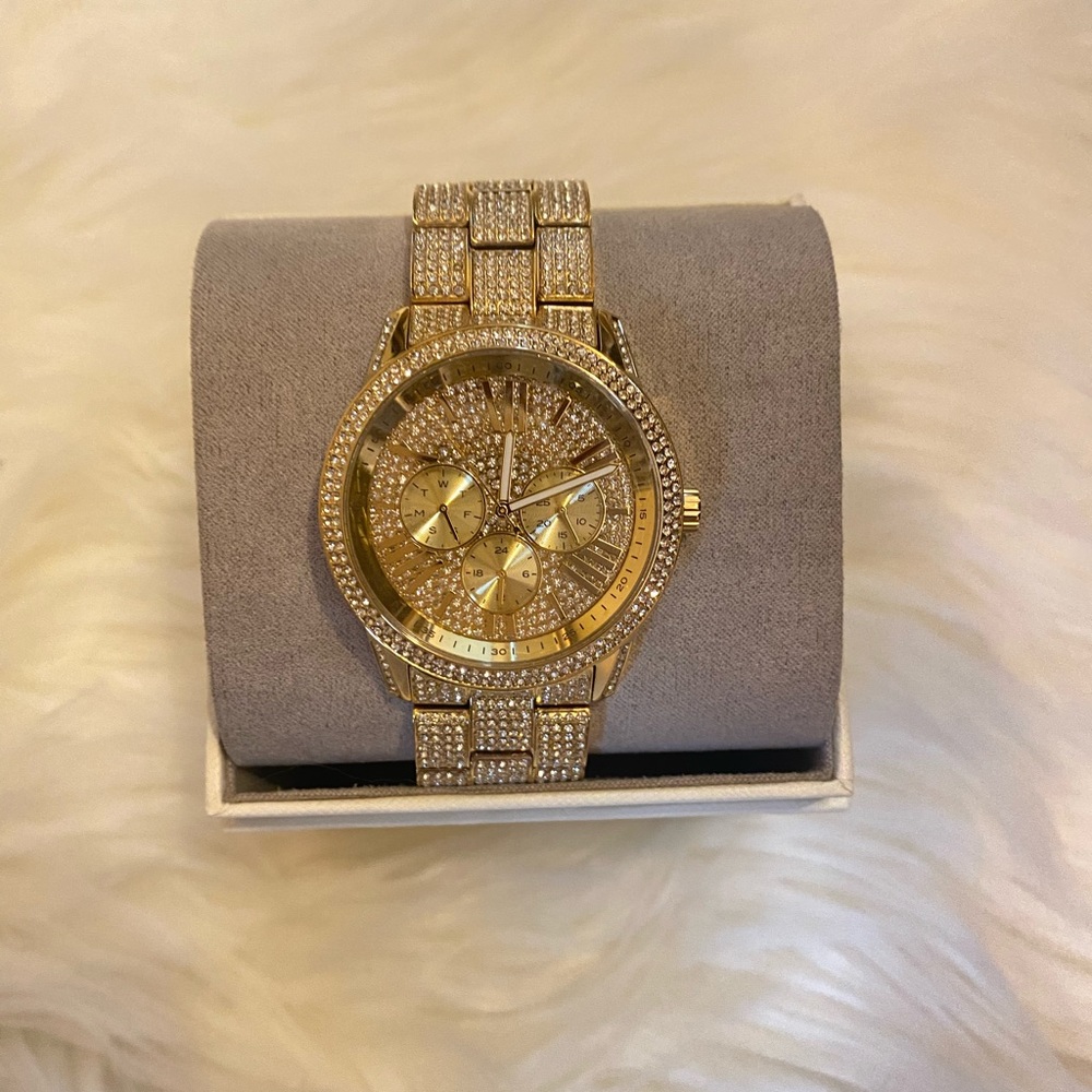 Michael Kors crystal pave gold watch